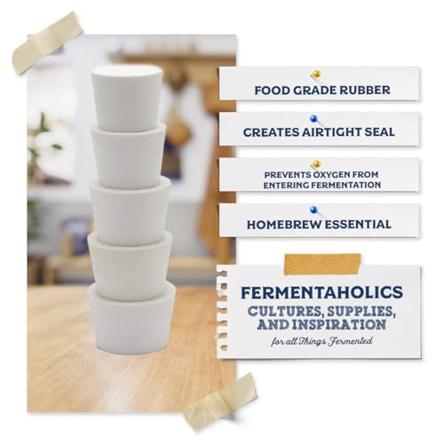 Fermentation TPE Rubber Stoppers – Solid Bungs (#8 Stopper, 4-Pack) - size: #8