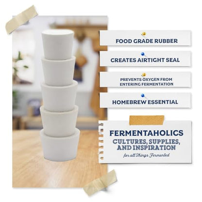 Fermentation TPE Rubber Stoppers – Solid Bungs (#8 Stopper, 4-Pack) - size: #8