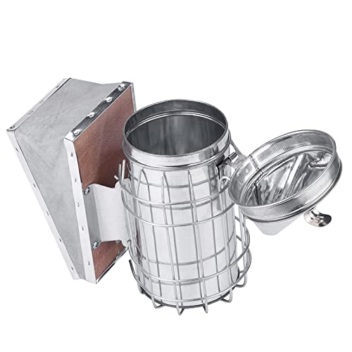 Stainless Steel Bee Hive Smoker, Beekeeping Starter Tool Kit Beekeeper Supplies Beehive Tools Bee Keeping Set with Heat Shield, Beekeeping Equipment Accessory for Beginner and Advanced Beekeepers
