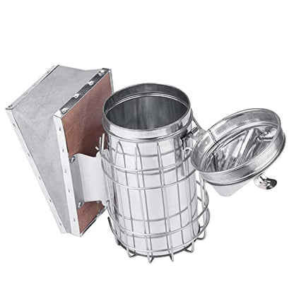 Stainless Steel Bee Hive Smoker, Beekeeping Starter Tool Kit Beekeeper Supplies Beehive Tools Bee Keeping Set with Heat Shield, Beekeeping Equipment Accessory for Beginner and Advanced Beekeepers