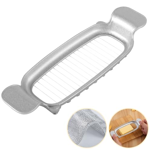Stainless Steel Butter Slicer Cutter with Ergonomic Handle, Metal Butter Stick Slicer for Single Stick Butter, Wire Cutter for Even Slices, Also Cuts Soft Cheese and Eggs