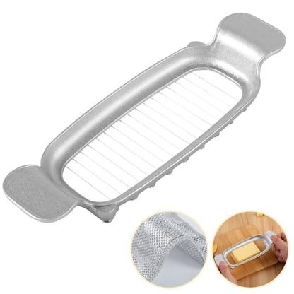Stainless Steel Butter Slicer Cutter with Ergonomic Handle, Metal Butter Stick Slicer for Single Stick Butter, Wire Cutter for Even Slices, Also Cuts Soft Cheese and Eggs