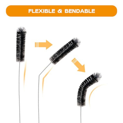 Brush Family 빨대 클리너 브러시 세트, 6피스 30.5cm(12인치) 길이의 파이프 튜브 병 브러시, 좁은 목 병, 커피 메이커, 유리 컵 청소용 - size: 12 inch large diameters set (6pcs)