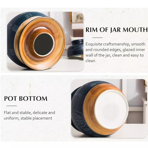 Ceramic Fermentation Crock With Water Seal Lid, Traditional Chinese Stoneware Pickling Jar For Kimchi Sauerkraut And Vegetables, 1 Pcs(5L) - size: 5L