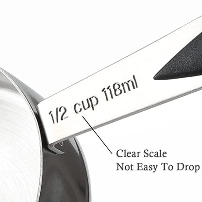 Measuring Cups and Spoons Set Stainless Steel Includes 8 Heavy Duty Measuring Cups 8 Double Sided Magnetic Measuring Spoons and 1 Leveler for Dry and Liquid Ingredients - color: black T