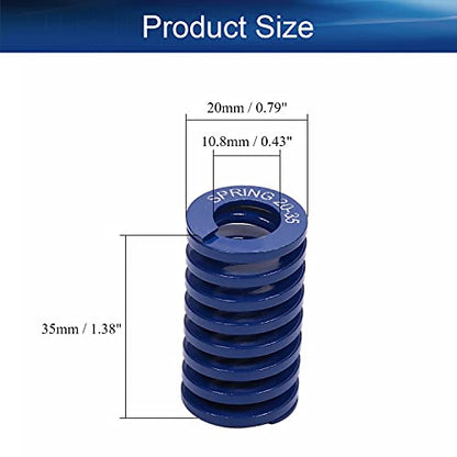 Heyiarbeit 20mm OD 10mm ID 35mm Long Spring Steel Spiral Stamping Light Load Compression Mould Die Spring for 3D Printer Blue 2Pcs - color: Blue, size: TL-20-10-35
