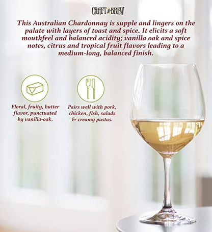 Craft A Brew - Chardonnay Wine Recipe Kit - 1 Gallon - Ingredients for Home Brewing Wine - Wine Making Ingredients and Supplies - style: Chardonnay