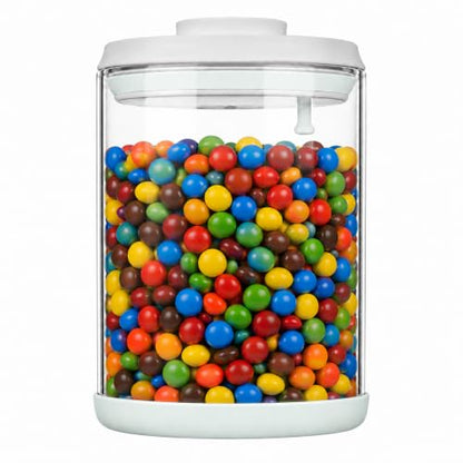 POP Glass Airtight Food-Jar With-Lid - 2.2Qt/2L Clear glass container | Stackable One-Touch Opening | For Cookie, Candy, Sugar, Flour, Nuts，Coffee