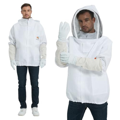 ANDES Sting Proof Bee & Wasp Jacket with Veil & Gloves, Size M | Beekeeper jacket for men & women, fits beginners to pros, ideal for apiary work, backyards & Halloween costumes - size: Medium