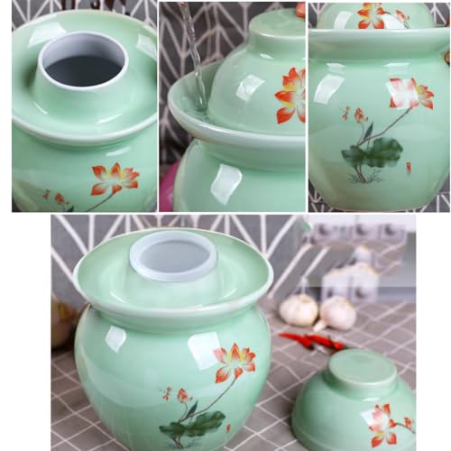 MRYBD Ceramic Pickle Jar With Water Seal,Kimchi Containers, Fermentation Jar, Fermentation Jars Ceramic Pots, Sealed Fermentation Jars With Lids, Sauerkraut Crock yellow1-1.75L - color: yellow1, size: 1.75L