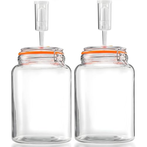Pack of 2 Excellent Glass Fermentation Canisters with Professional Airlocks Ensuring Color Stable Fit Fermentation Process Kombucha Jar