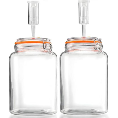 Pack of 2 Excellent Glass Fermentation Canisters with Professional Airlocks Ensuring Color Stable Fit Fermentation Process Kombucha Jar