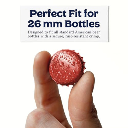 Fermentaholics Beer Bottle Capper & Lid Set – Double Wing Manual Capping Tool with 144 Crown Caps – Fits Standard 12 oz & Homebrew Beer Bottles (Capper & Lid Set -144 Red Crown Caps) - size: Capper & Lid Set -144 Red Crown Caps
