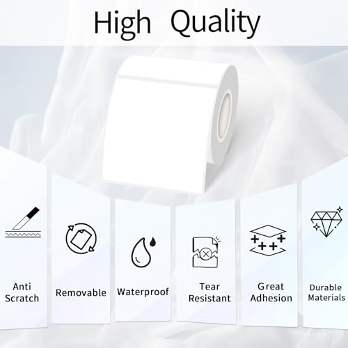White Square Thermal Labels Stickers 3 x 3 Inch, Self-Adhesive Waterproof Square Direct Thermal Labels Stickers, Perforation Line Design- 300PCS - color: White, size: 3 X 3 inch
