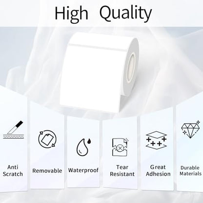 White Square Thermal Labels Stickers 3 x 3 Inch, Self-Adhesive Waterproof Square Direct Thermal Labels Stickers, Perforation Line Design- 300PCS - color: White, size: 3 X 3 inch