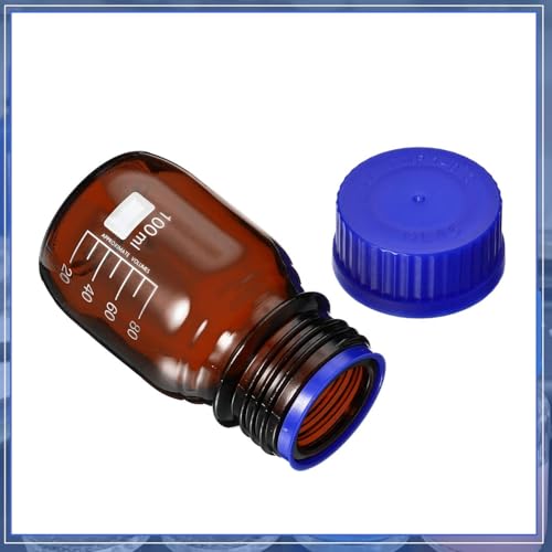 25ml Amber Reagent Media Bottle, Graduated Glass Round Media Storage Bottle with blue GL25 Screw Cap, Wide Mouth Lab Reagent Bottle,Pack of 1 - size: 0.8 Ounces