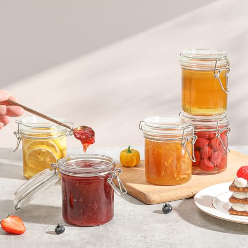 ComSaf Small Mason Glass Jars with Airtight Lids 8 oz 6 Pack Pantry | Jelly spice jar, Sourdough discard, Jam jelly honey, Spice rack cabinet organization, Seasoning herbs powders - size: 8oz*6