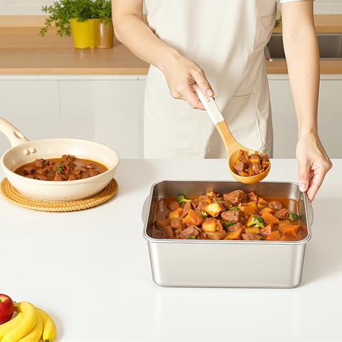 Freshmage 7000 ML / 245 oz /30 Cup Extra Large 304 Stainless Steel Food Storage Container with Lid & Handle – Oven Safe, BPA-Free Meal Prep for Roasting Chicken, Large Cuts of Meat, Bread & Fruits