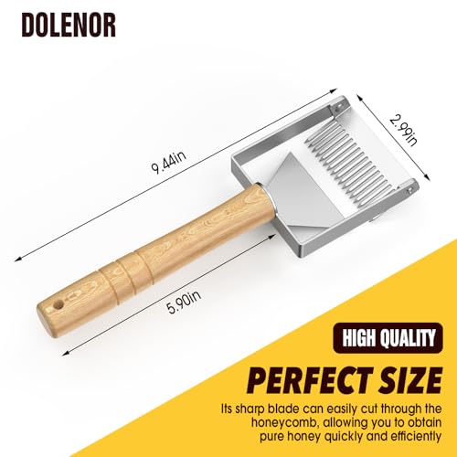 2-in-1 Honey Uncapping Fork & Scraper Tool Stainless Steel Beekeeping Equipment with Wooden Handle Adjustable Tine Spacing for Bee Hive Honeycomb Harvesting