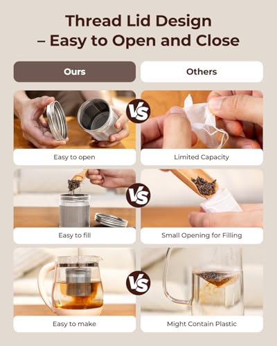 Reinmoson 2 Pack Large Tea Ball Infusers for Loose Leaf Tea & Spice Ball | 304 Stainless Steel Large Tea Strainer, Threaded Lid, Chain Hook, Extra Fine Mesh Loose Leaf Tea Steeper for Black Tea, Herb - size: Extra Large