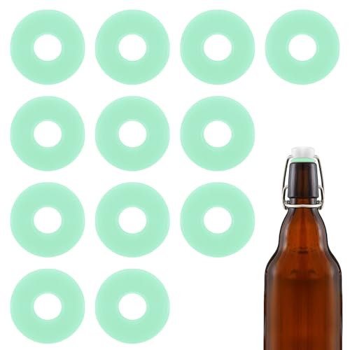 12Dopamine color Silicone Gaskets Washers Seals for Cap Swing Flip Top Bottle for Home Brew Beer Soda Bottle Sealing(flat,no cover) (Mint Green) - color: Mint Green
