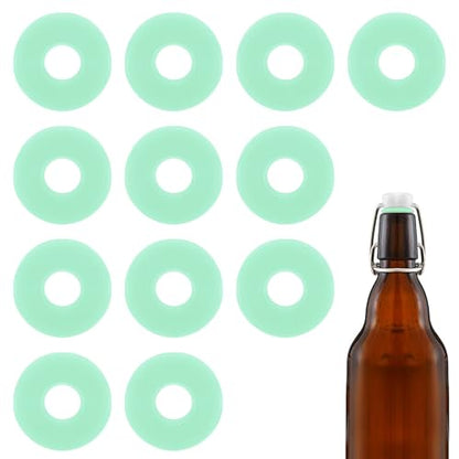 12Dopamine color Silicone Gaskets Washers Seals for Cap Swing Flip Top Bottle for Home Brew Beer Soda Bottle Sealing(flat,no cover) (Mint Green) - color: Mint Green