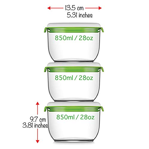 FOSA Food Containers for Vacuum Seal 3 Pack - 28oz Reusable Medium Vacuum Sealer Containers - Food Vacuum Sealer Set (Vacuum Pump Not Included) - size: 28oz × 3