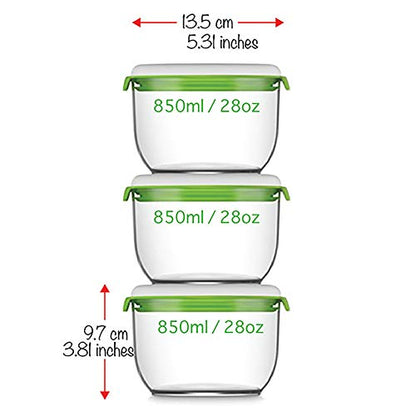 FOSA Food Containers for Vacuum Seal 3 Pack - 28oz Reusable Medium Vacuum Sealer Containers - Food Vacuum Sealer Set (Vacuum Pump Not Included) - size: 28oz × 3