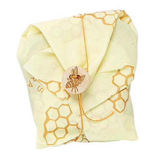 Bee's Wrap Beeswax Sandwich Wrap - Beeswax Lunch Wrap with Button & Tie - Plastic Free Made in USA Reusable Natural Food Wrap - Honeycomb - style: Sandwich Wrap Honeycomb
