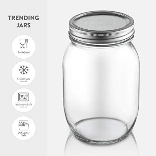 Paksh Novelty Wide Mouth Mason Jars With Lids 32 oz – Glass Quart Mason Canning Jars, Large Mason Jar Wide Mouth for Canning, Pickling, Jelly Preserving & Meal Prep, 2-Pack - color: 32 oz, 2 Pack