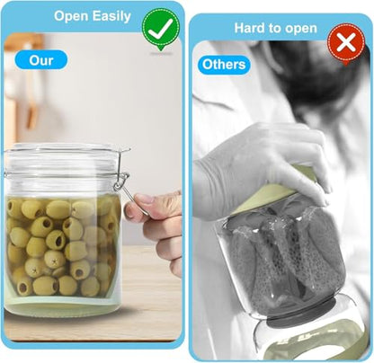 Glass Pickle Jar with Strainer, 25oz Pickle Container with Pickle Holder Keeper Lifter, Pickle Storage Flip Jar for Olives, Gherkins, Sliced Pickles 1