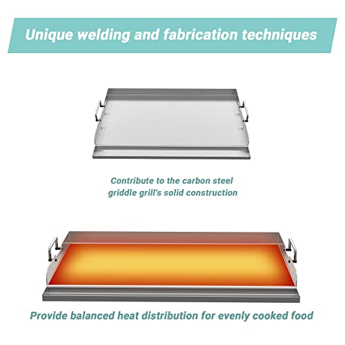 Skyflame Universal Stainless Steel Griddle Plate with Even Heating Bracing for BBQ Charcoal/Gas Grills, 23" x 16" Rectangular Hibachi Flat Top Griddle for Indoor/Outdoor Cooking - size: 23" x 16" x 2.2"