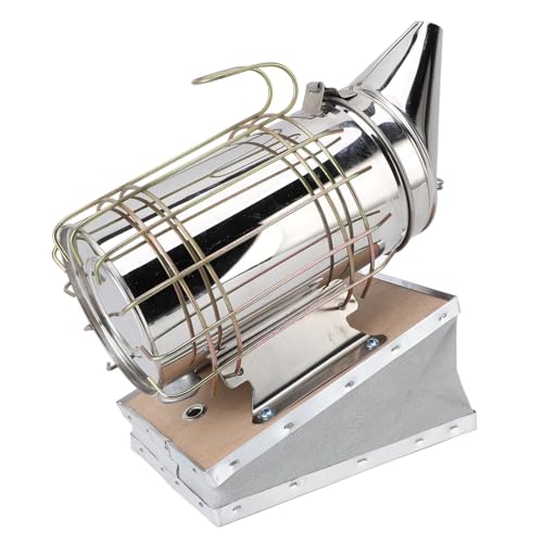 Stainless Steel Bee Smoker for Beekeeping with Heat, Lightweight Beekeeper Tool, Solid Wood, Stable Smoke, Easy to Carry, Calm Bees, Avoid Attacks, Excellent Airflow (Gold) - color: Gold