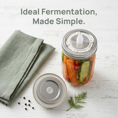 Wide Mouth Mason Jar Fermentation Lids Air Lock Burping Caps for Pickling Stainless Steel Mason Jar Lids Leakproof Seal 2-Pack for Jams and Canning