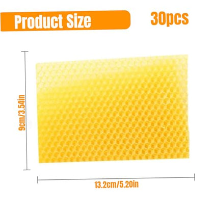 Beeswax Sheets 30Pcs Beeswax Sheets 5.2x3.5'' Wax for Bee Frames Natural Honeycomb Sheets Beeswax Sheets Bee Hive Frames and Wax Foundations.