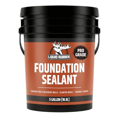 Liquid Rubber Basement and Foundation Repair Sealant - Waterproof Concrete Sealer & Crack Filler - Flexible Coating for Indoor & Outdoor Use - Waterproofing Paint - Black, 5 Gallon - size: 5 Gallon