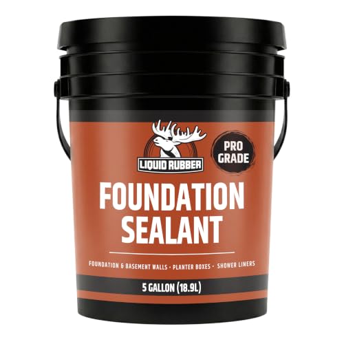 Liquid Rubber Basement and Foundation Repair Sealant - Waterproof Concrete Sealer & Crack Filler - Flexible Coating for Indoor & Outdoor Use - Waterproofing Paint - Black, 5 Gallon - size: 5 Gallon
