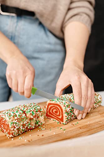 10Inch/12Inch Stainless Steel Cake Knife Plastic Handle Baking Pastry Spatulas Serrated Bread Knife Kitchen Baking Tool (12 inch)