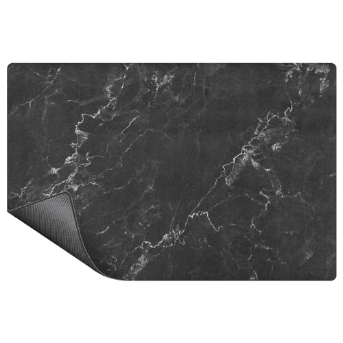 SUEH DESIGN Coffee Mat, Absorbent Dish Drying Mat 19.6 x 11.8 in Quick Dry Coffee Mat Large Drying Mats for Kitchen Counter Coffee Bar, Marble Black - color: Marble Black, size: 11.8" x 19.6"