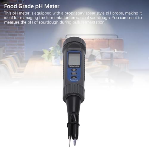 Asixxsix pH Meter, 4 in 1 Digital pH EC TDS Temp Meter with Penetration Type Electrode for Sourdough Fermentation, Cheese, Meat, Cosmetics, Soil