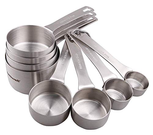 Measuring Cup Set of 8, 18/8 Stainless Steel Measuring Cups for Kitchen & Baking, Heavy Duty Metric & US Measure Cups Set with 2/3 Cup & 3/4 Cup Meaure Cups - size: A: 8cups