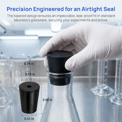 8Pcs Solid Rubber Stopper Bungs - 14MM to 19MM Rubber Tapered Plug Flexible Durable Test Tubes Bungs with Hole, Easy to Insert & Remove for Lab Apparatus Home Flask - color: 14mm to 19mm