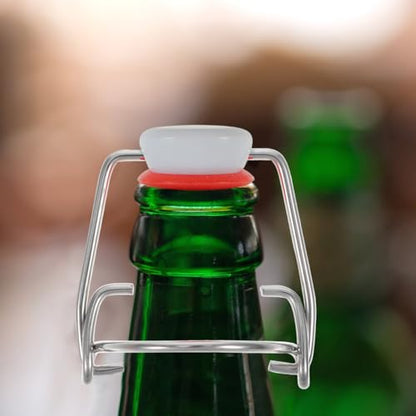 VOSAREA 15pcs Airtight Swing Top Bottle Caps Leakproof Stainless Steel and Silicone Lids for Soda and Beer Bottles Convenient Closure for Freshness