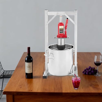 Fruit Wine Press, Stainless Steel Hydraulic Jack Press Extractor, 12L Stainless Steel Household Grape Fruit Juice Wine Making Equipment, Juice Making Machine for Rice Honey Vegetables Cheese Puree - size: 12L/2.64 Gal