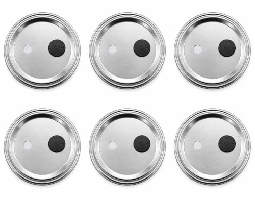 Root Mushroom Farm- 6Pcs Wide Mouth Mushroom Liquid Culture Lids, Mason Jar Lid with Two air exchange openings, 0.22um PTFE Filters & 20mm Self Healing Injection Port - style: Wide Mouth Jar Lids
