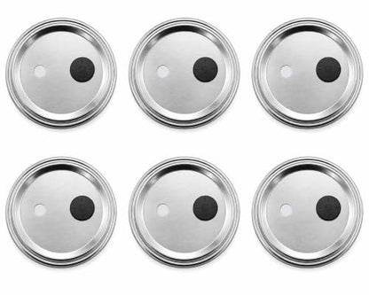 Root Mushroom Farm- 6Pcs Wide Mouth Mushroom Liquid Culture Lids, Mason Jar Lid with Two air exchange openings, 0.22um PTFE Filters & 20mm Self Healing Injection Port - style: Wide Mouth Jar Lids