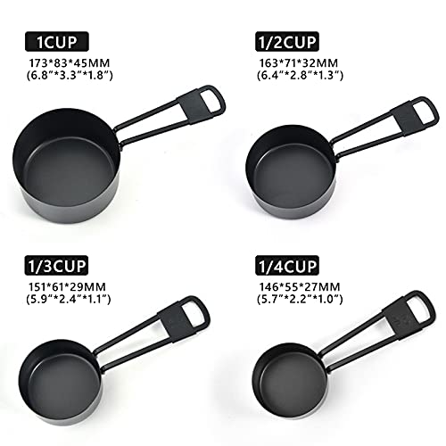 9PCS Black Stainless Steel Measuring Cups and Spoons Set, Heavy Duty Measuring Cup Set - color: Black-9pcs