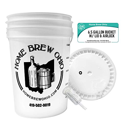 Home Brew Ohio 6.5 Gallon Fermenting Bucket with Grommeted Lid and Three-Piece Airlock