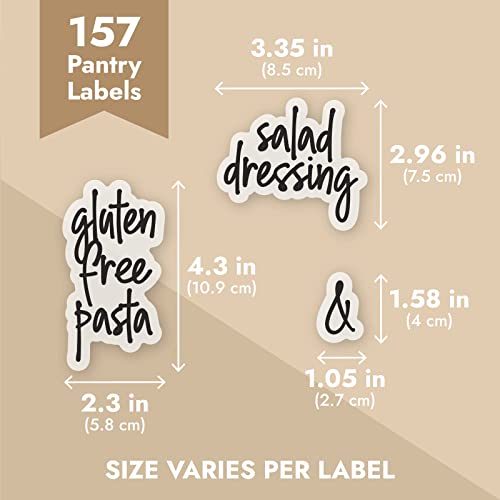 Talented Kitchen Pantry Labels for Food Containers - 157-Piece, Black Script Vinyl - Jar & Bin Labels & Food Storage Organization Stickers