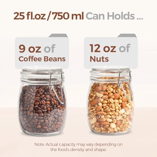 ComSaf 6-Pack 25oz Round Glass Mason Jars with Lids, Airtight Canning Jars for Preserving & Pickling, Multi-Purpose Storage Containers for Kitchen, Bathroom & Laundry, Ideal Housewarming Gift Set - size: 25oz*6
